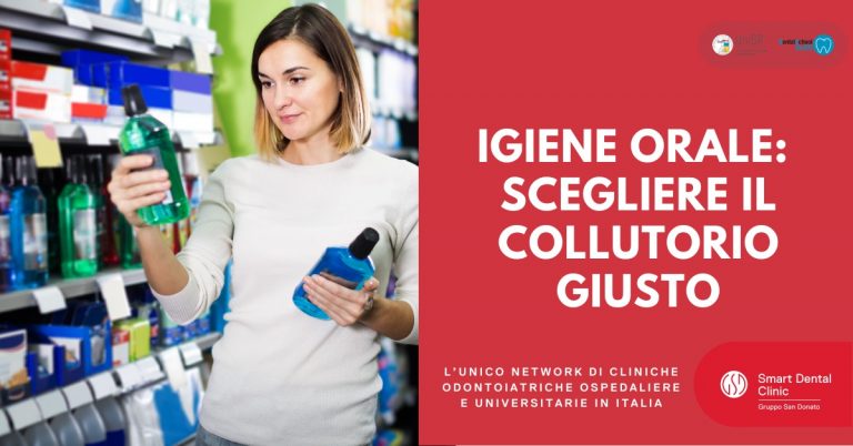 donna al supermercato che sceglie quale colluttorio acquistare