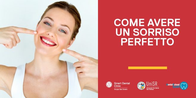graficaSITO Giovane ragazza sorridente che indica il suo sorriso