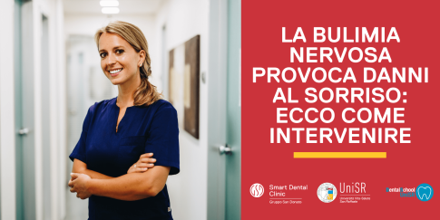 bulimia dentista donna che sorride nel corridoio di una clinica