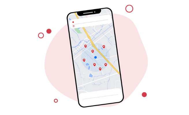 Centri odontoiatrici Telefono con grafica di geolocalizzazione dei centri odontoiatrici